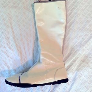 Prada white patent leather midcalf boots size 39.5